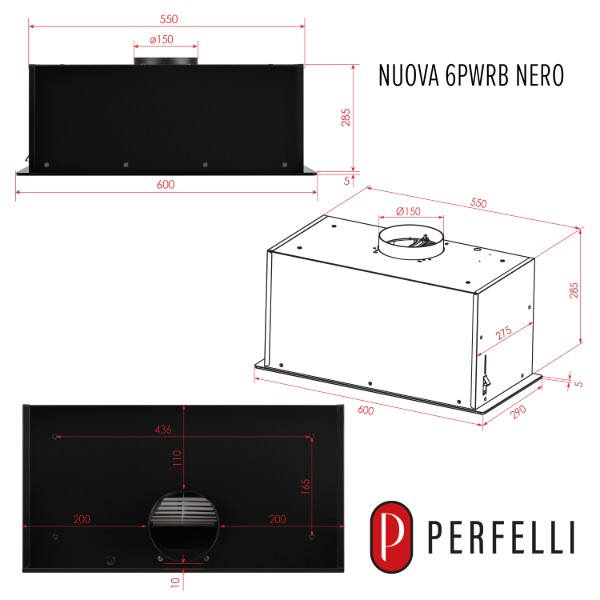 Фото - Витяжка вбудована Perfelli NUOVA 6PWRB NERO
